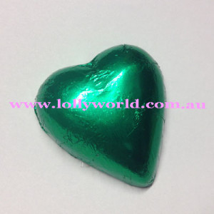 Green chocolate hearts